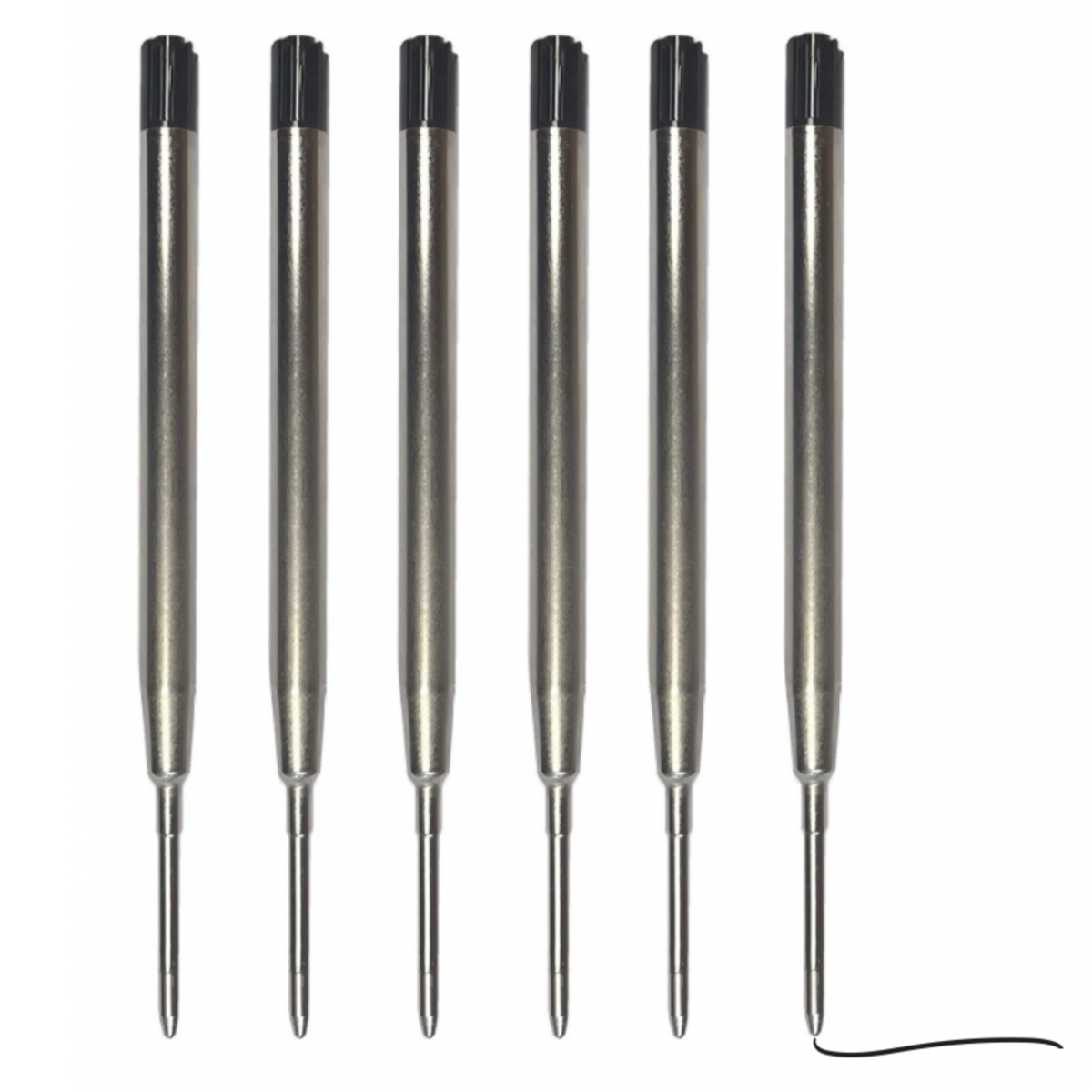 Kurk pen navulling, zwart, 6 stuks
