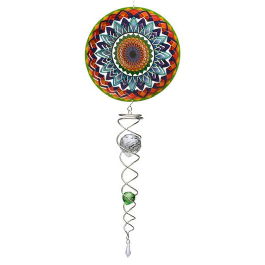 Windspinner Spin Art Mandala Rainbow met Crystal Tail 60 cm