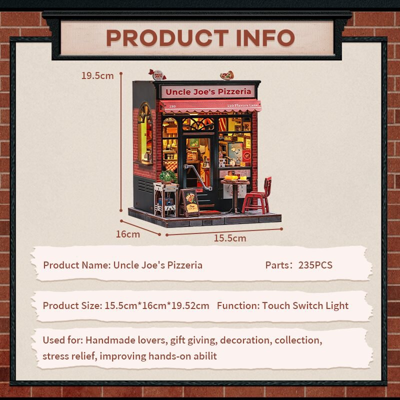 3D DIY house Uncle Joe's pizzeria, 19,5 cm