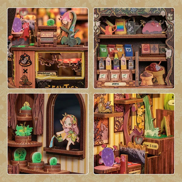 Fantasy Plant Shop book nook, 11,5 × 10 × 17 cm