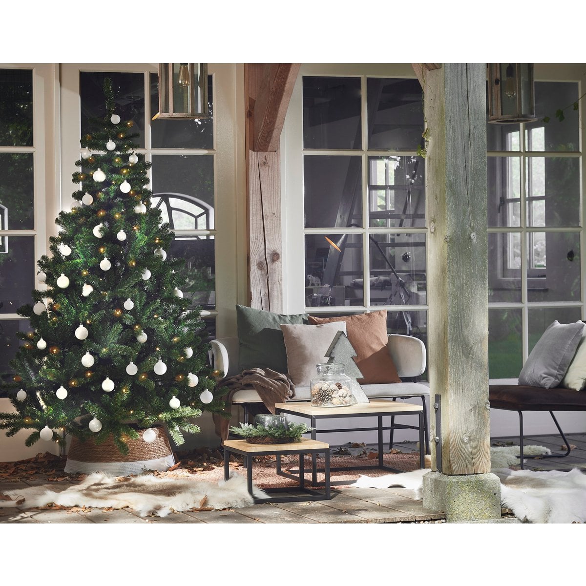 Kerstboomrok zeegras met gebroken wit, Ø 58 × 26 cm