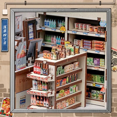 Beika-cho Convenience Store miniatuurhuisje, 15,5 × 13,7 × 22 cm