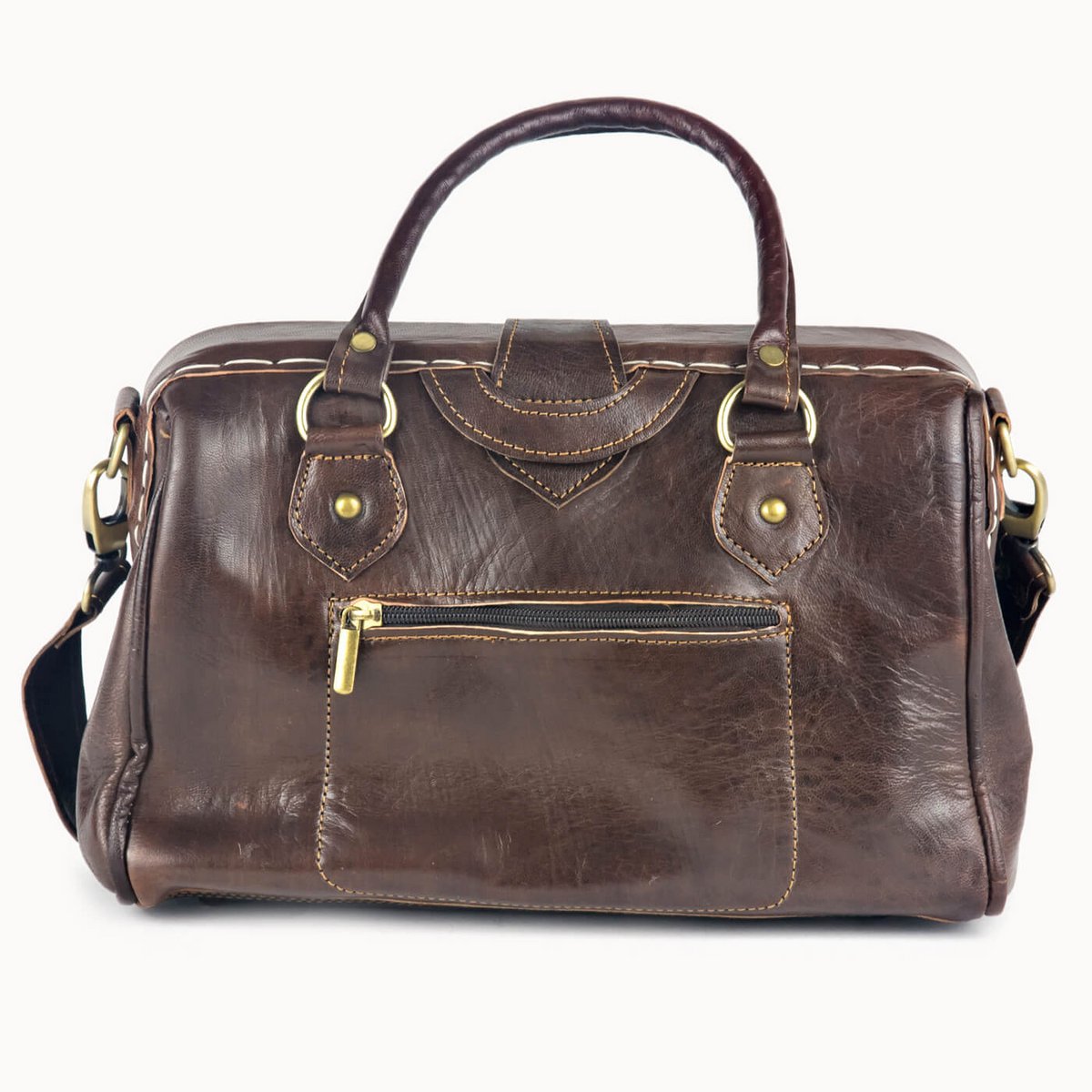 Frou leren handtas met koeienvacht, 30 × 13 × 20 cm