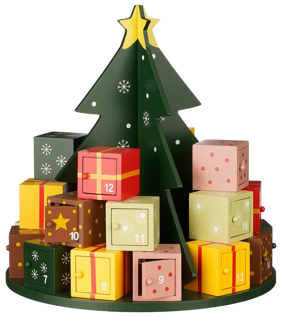 Adventskalender kerstboom met doosjes, 27,5 × 27,5 × 30 cm