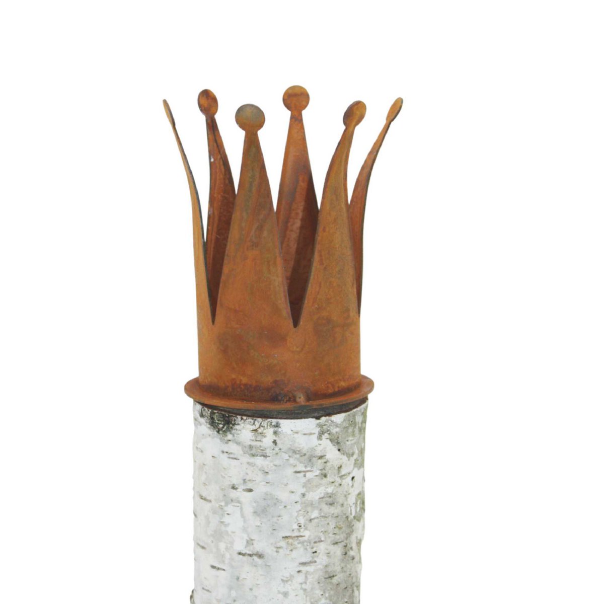 Theelichthouder kroon met grondpin, roestpatina, 15 cm