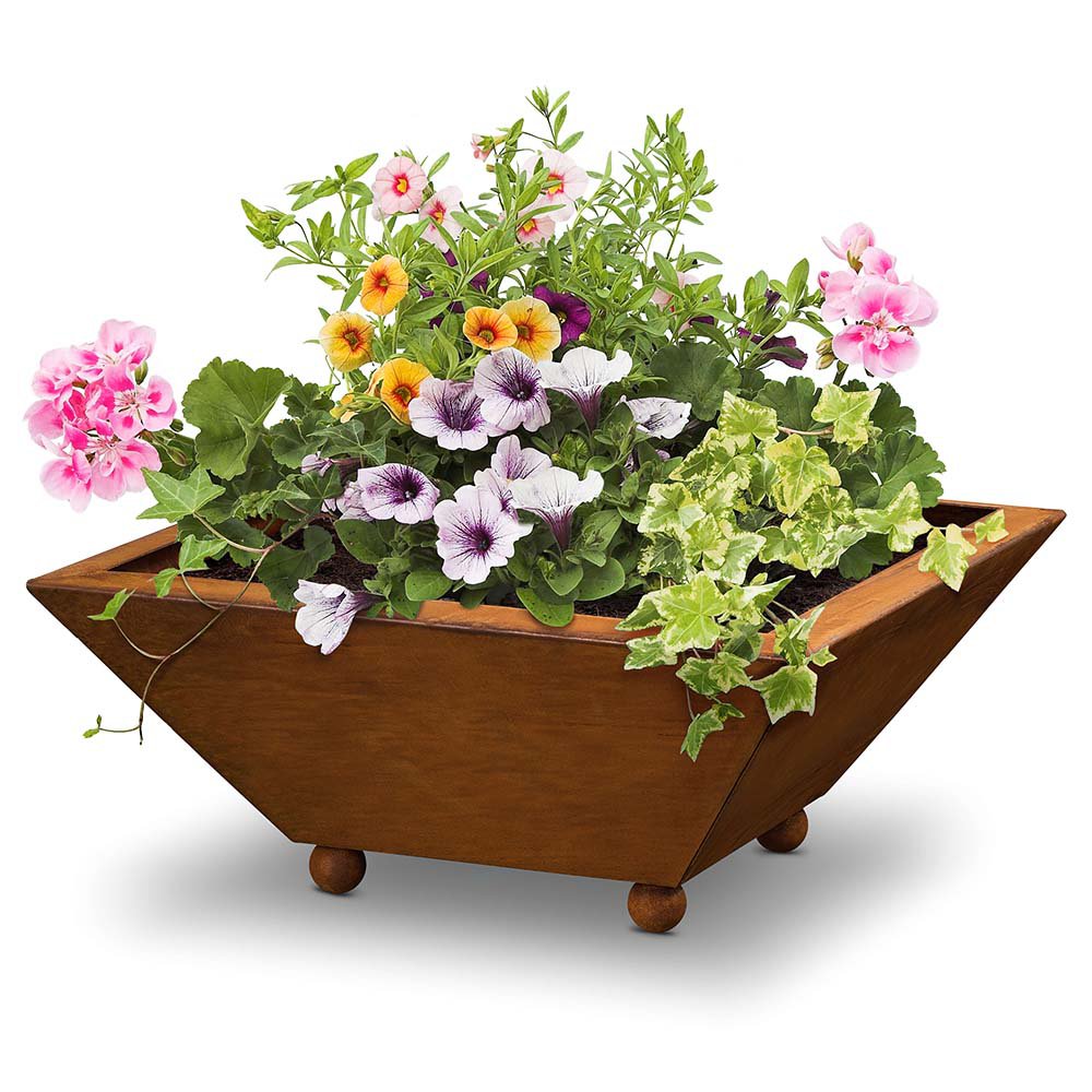 Edelrost plantschaal 35 x 35 cm – cortenstaal bloemenschaal