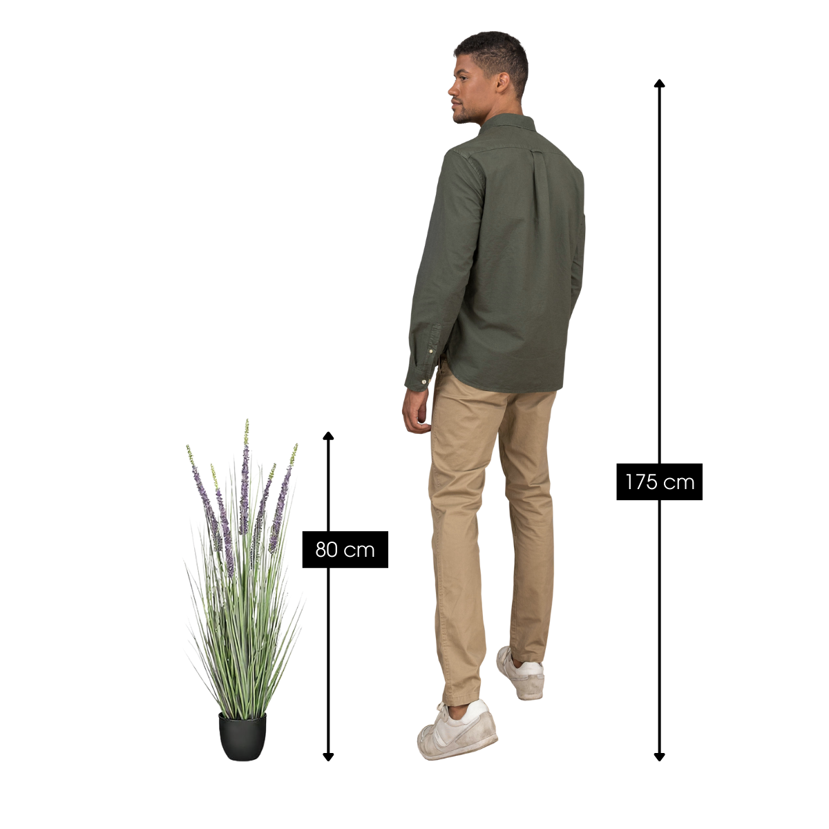 Eremurus kunstgras met pot, groen en paars, 80 cm