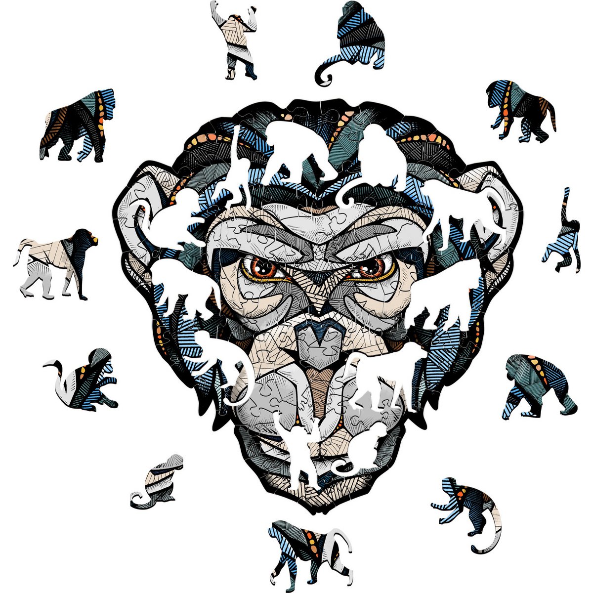 Houten legpuzzel chimpansee M 170 stukjes, 28,4 x 28,1 cm