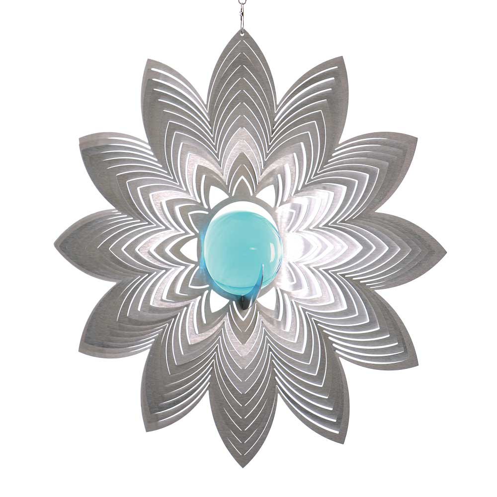 Windspinner BlinQ-Art Azalea Flower met aqua glaskogel, Ø19 cm