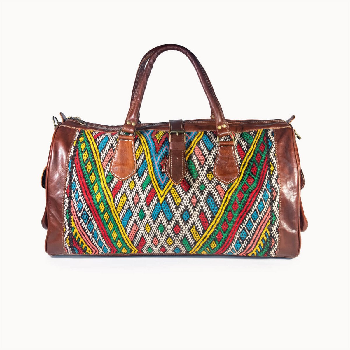 Kilim X leren reistas met authentieke kelim, 54 × 28 × 28 cm