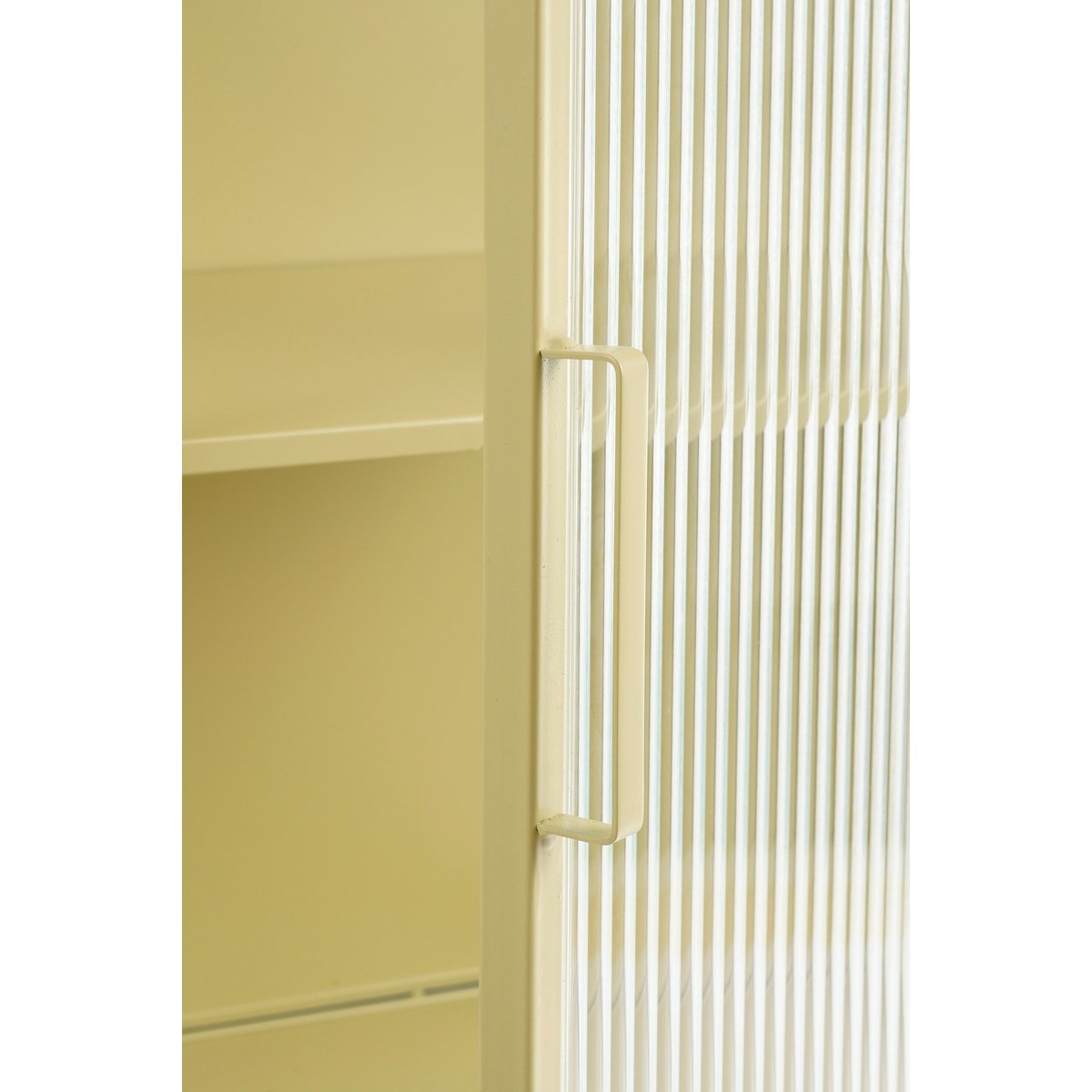 Clifton opbergkast beige, geribbeld glas, 90 cm