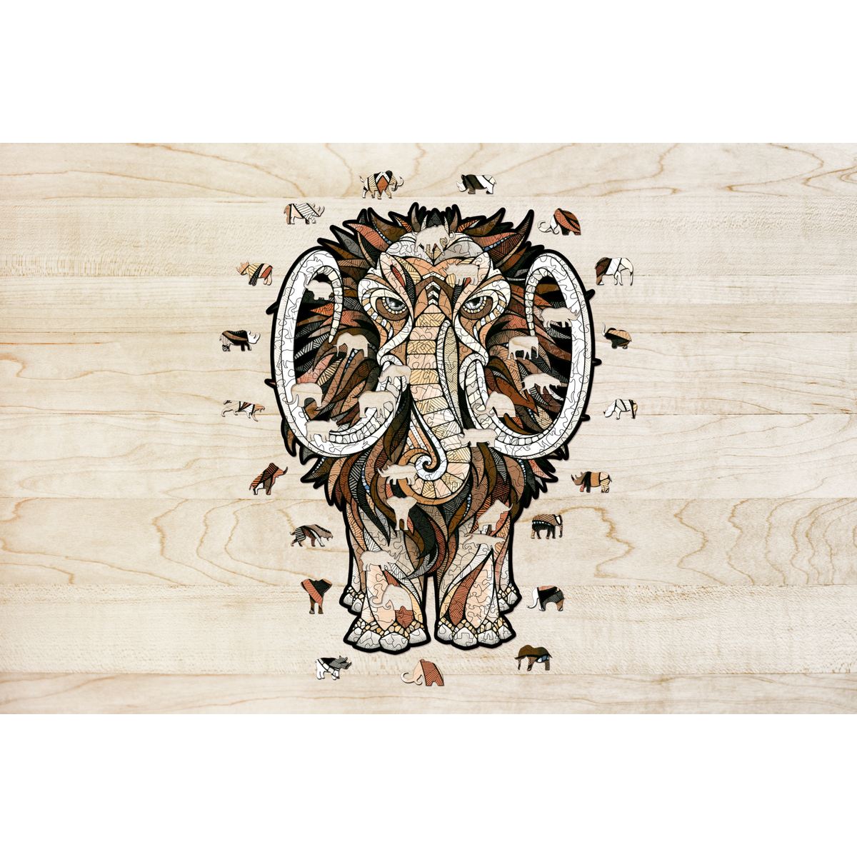 Mammoet houten legpuzzel, 38,7 × 28,6 cm