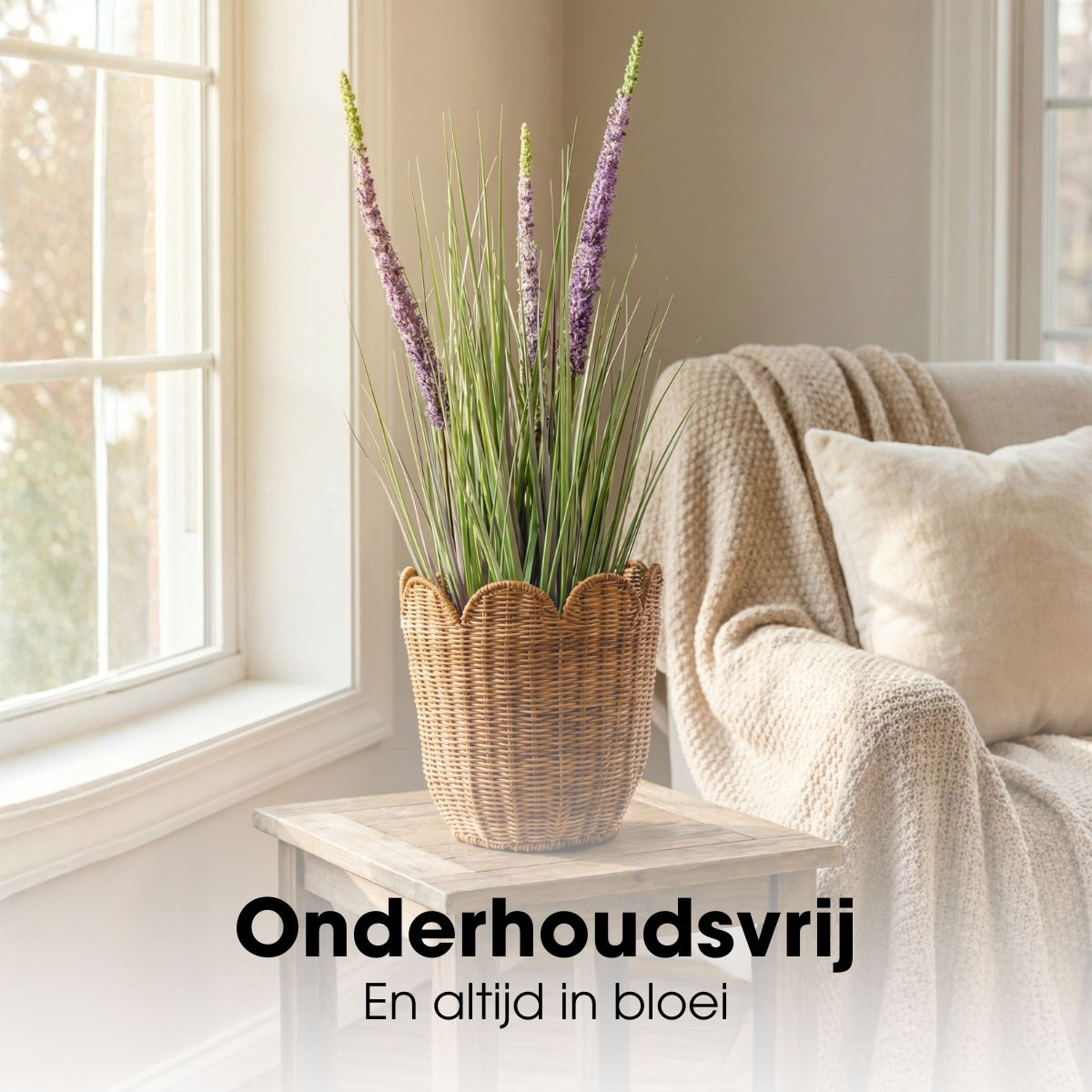 Eremurus kunstgras met pot, groen en paars, 140 cm