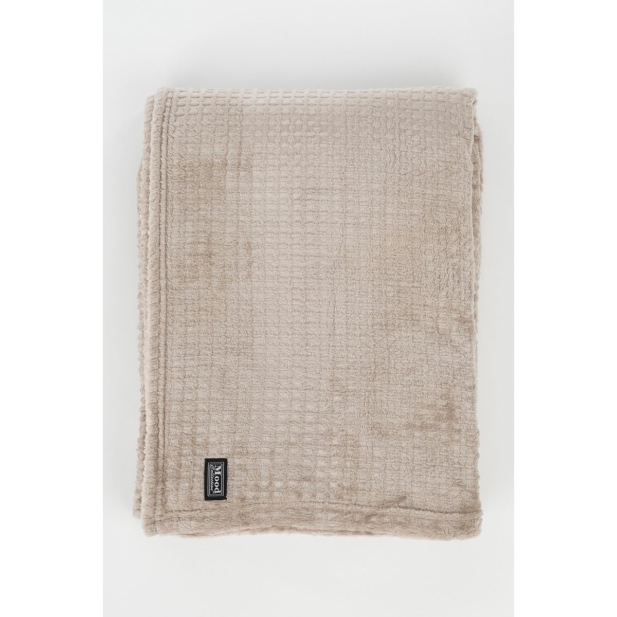 Fleece plaid Joanne beige met geblokt design, 130 × 180 cm