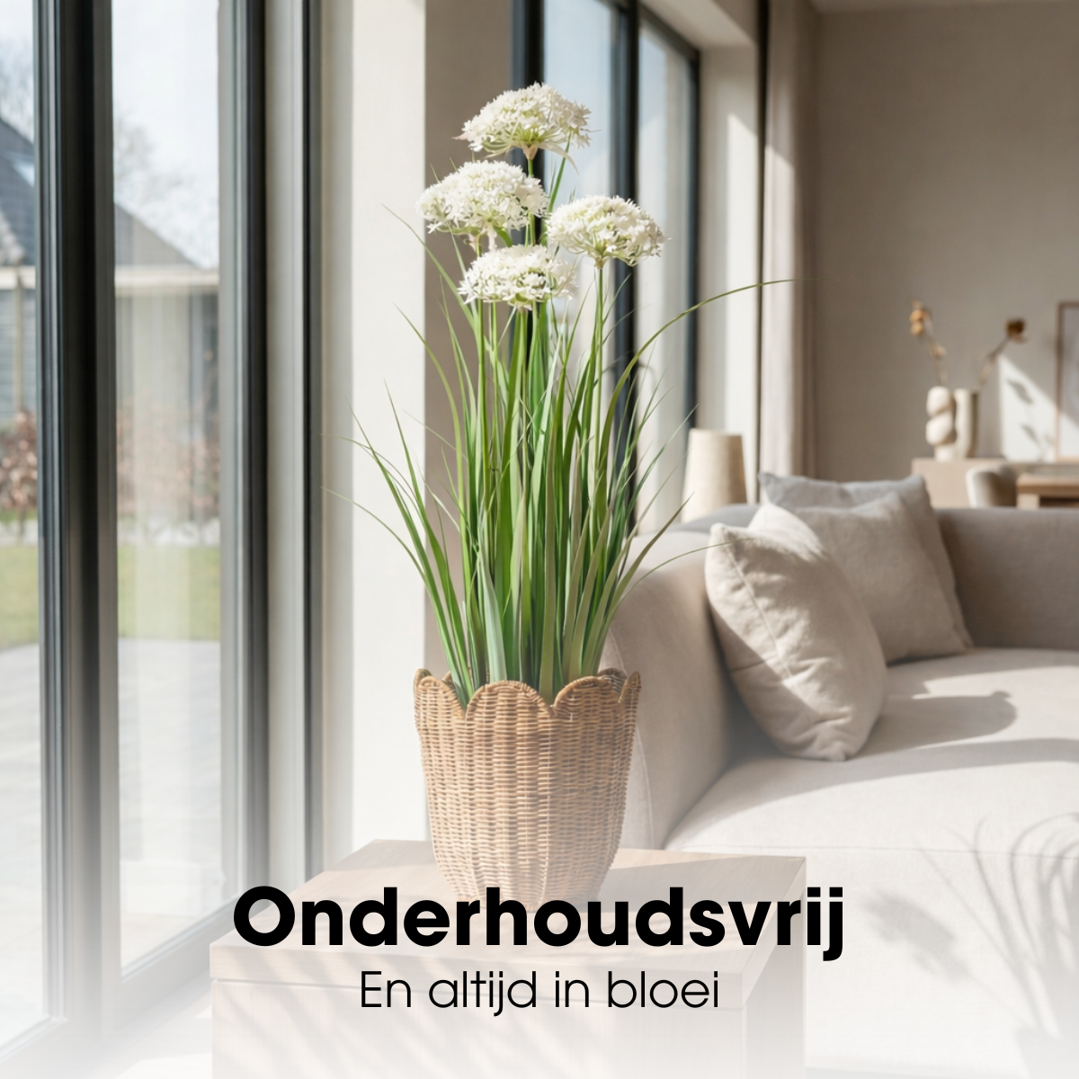 Kunstgras Engelwortel, wit, 90 cm