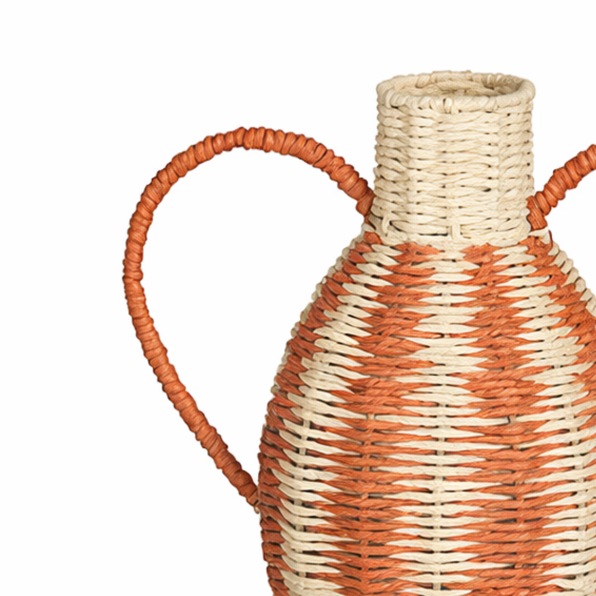 Geweven vaas met handgrepen, lichtgeel en oranje, 38 × Ø 21 cm