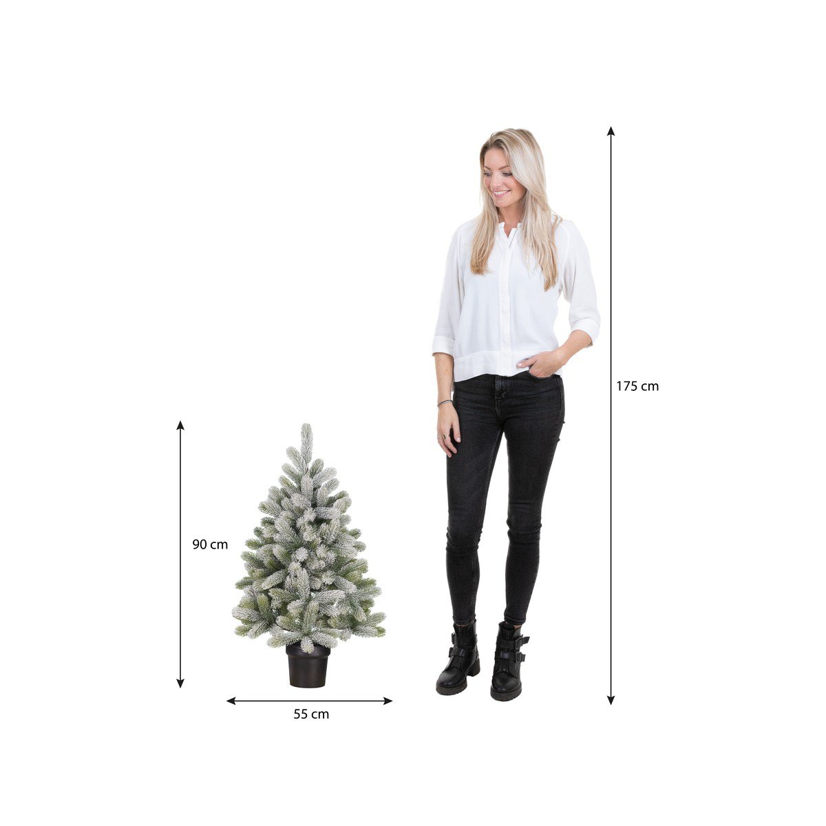 Nagoya besneeuwde kunstkerstboom, 90 cm Ø 55 cm