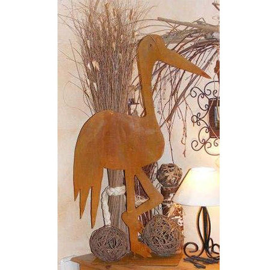 Ooievaar van roestpatina, 80 cm