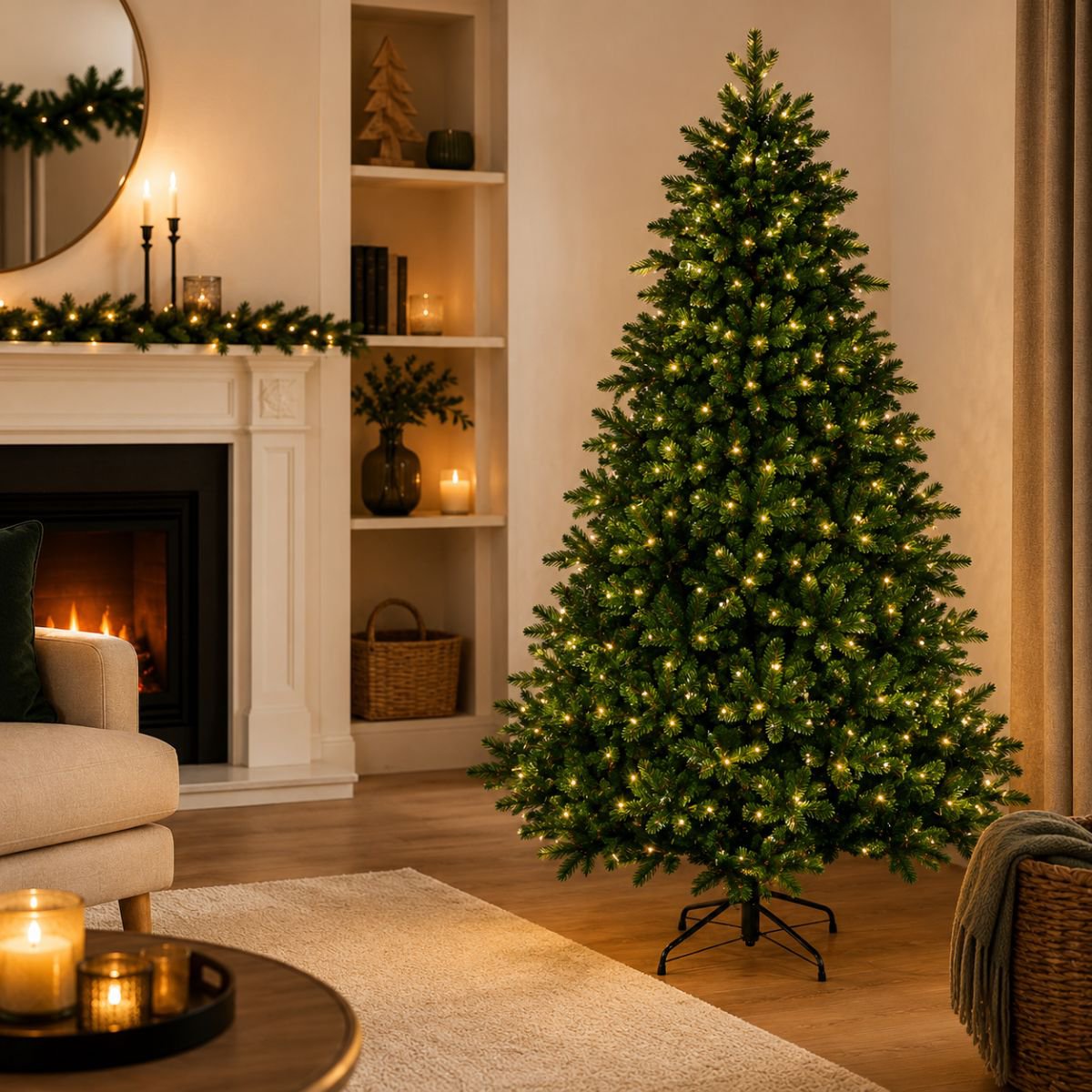 Brampton kunstkerstboom met LED-verlichting, 215 cm