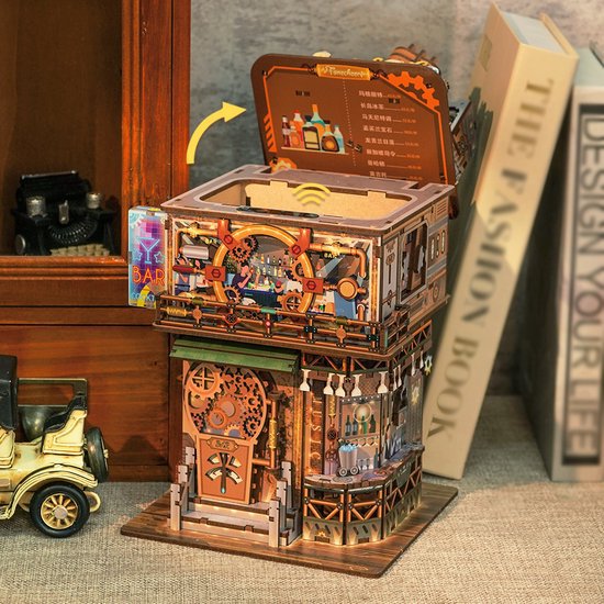 3D houten bouwpakket punk bar bureau organizer 15 × 14 × 25 cm – 161 stukjes