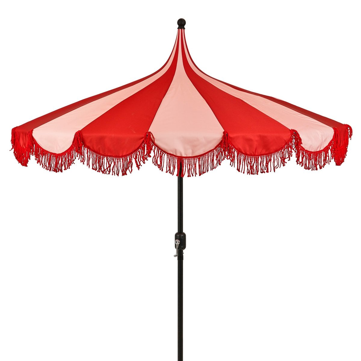 Rood gestreepte parasol met franjes Ø235 cm