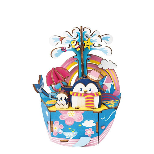 Houten muziekdoos 3D puzzel Ocean Park, 16 cm