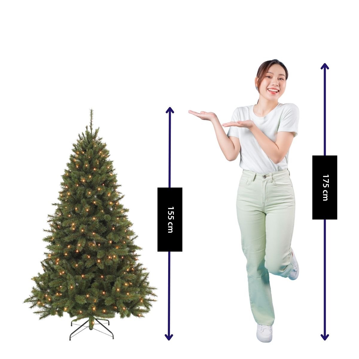 Bristlecone kunstkerstboom 155 cm, met 144 warm witte ledlampjes