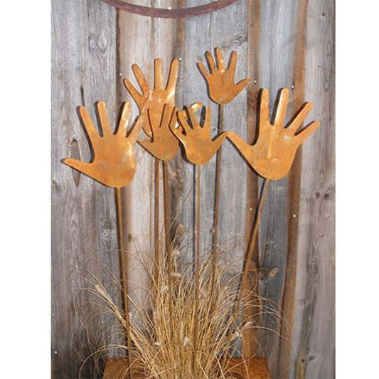 Tuinpalen met roestkleurige handen, set van 6, 16-25 cm