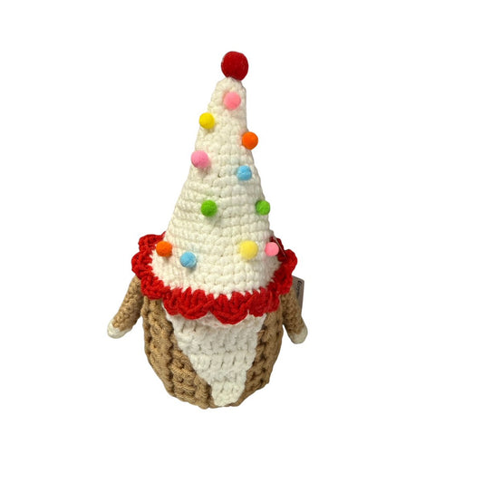 Gehaakte kerstman met puntmuts, 18 cm