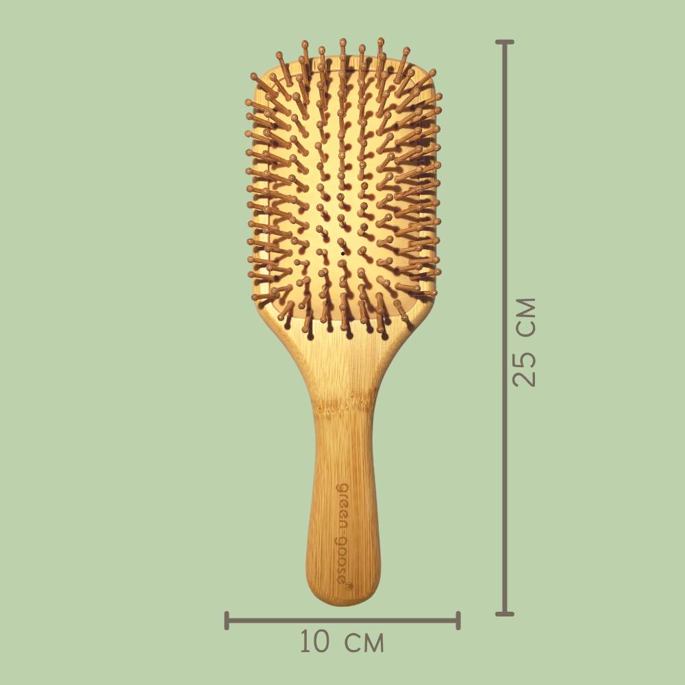 Bamboe haarborstel XL, antistatische massageborstel, 25 x 10 cm