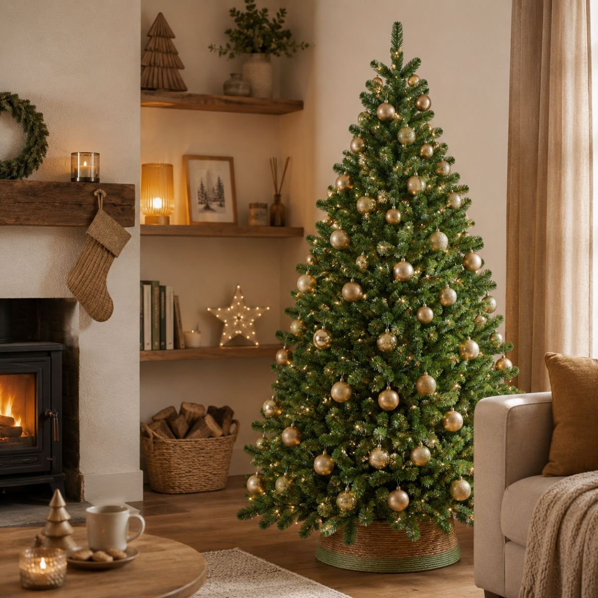 Kunstkerstboom Grimshaw, groen frosted, 215 cm, Ø 152 cm