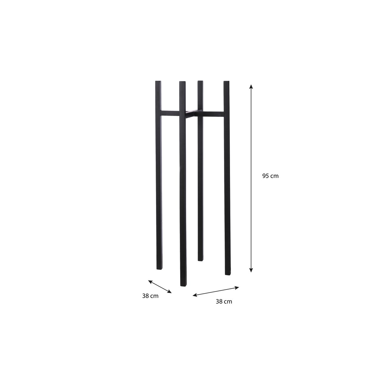 Ascot plantenstandaard XL, zwart, 37.5 × 37.5 × 95 cm
