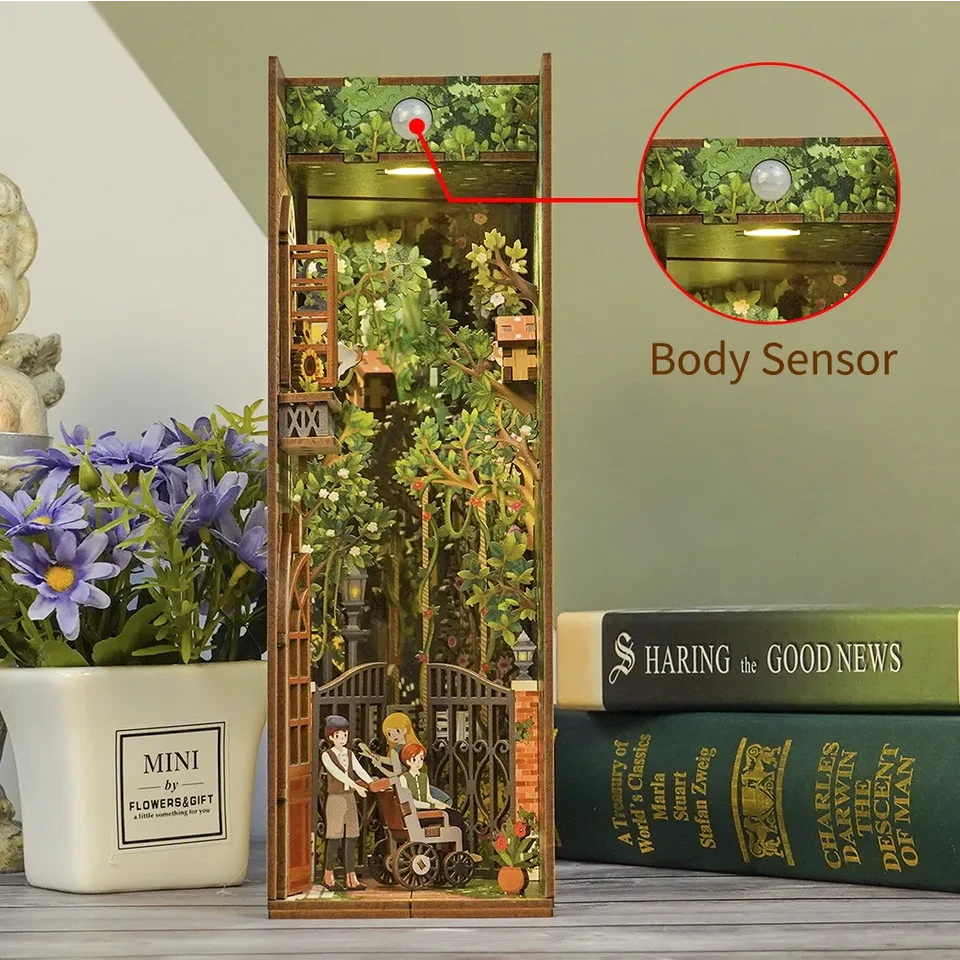 DIY book nook the secret garden bookend, 24,5 cm