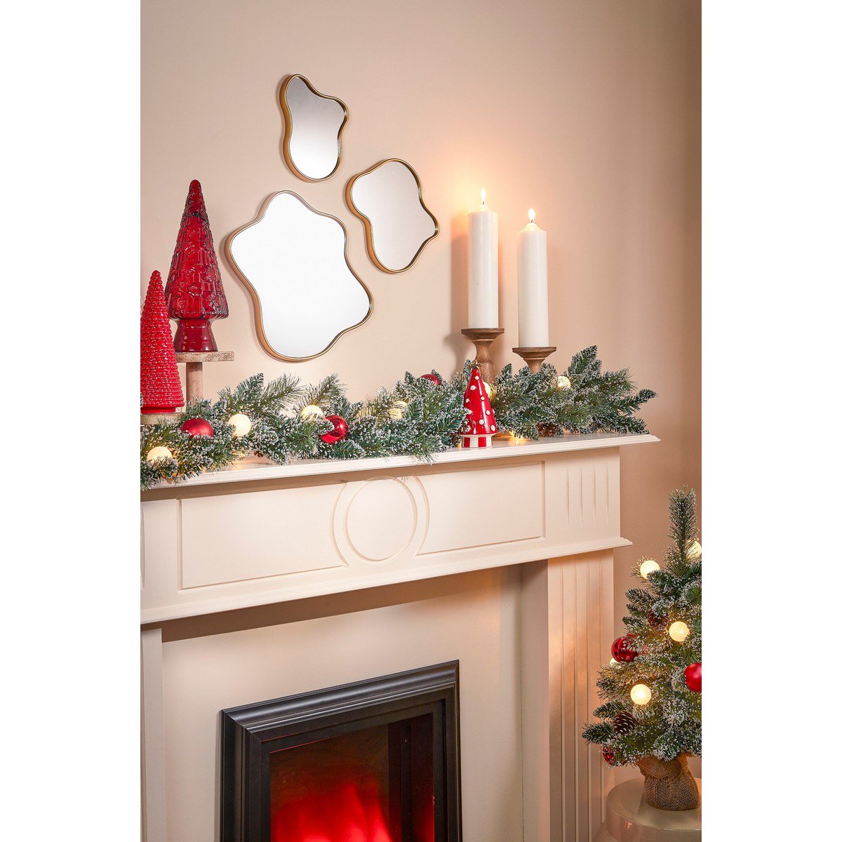 Kaprun licht besneeuwde guirlande met verlichting en decoratie, 180 cm, Ø 25 cm