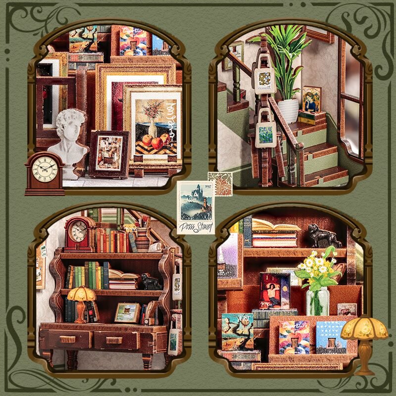 3D DIY house Gallery bookstore, 19 cm