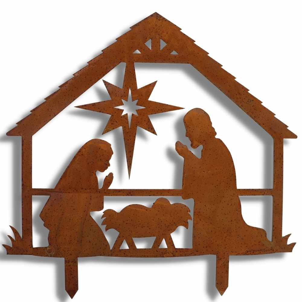 Roestmetalen Kerststal, 2 uitvoeringen