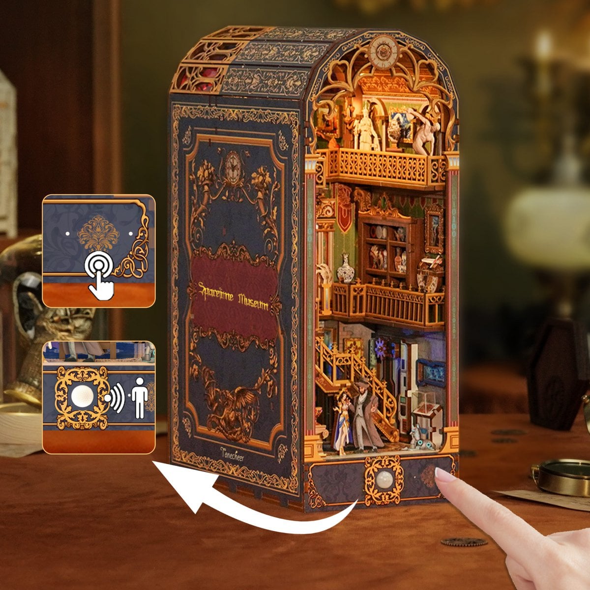 DIY book nook spacetime museum bookend, 27 cm