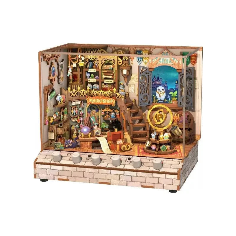 3D diy houten puzzel miniature house magic shop, 15,4 cm