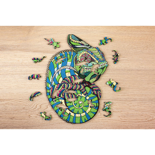 Houten legpuzzel kameleon maat S 80 onderdelen, 26 x 19,6 cm