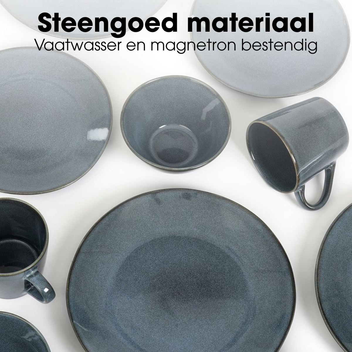 Mica Decorations Racco Serviesset – 16-delig Steengoed Grijs (4 personen)