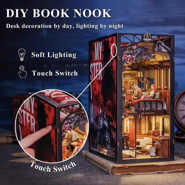 Train Mystery Case book nook, 18 × 11 × 23 cm