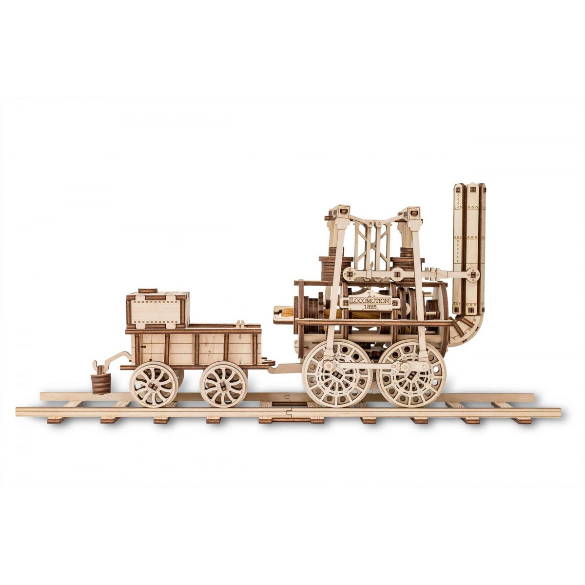 DIY houten mechanische puzzel locomotief, 40 x 10 x 17,8 cm