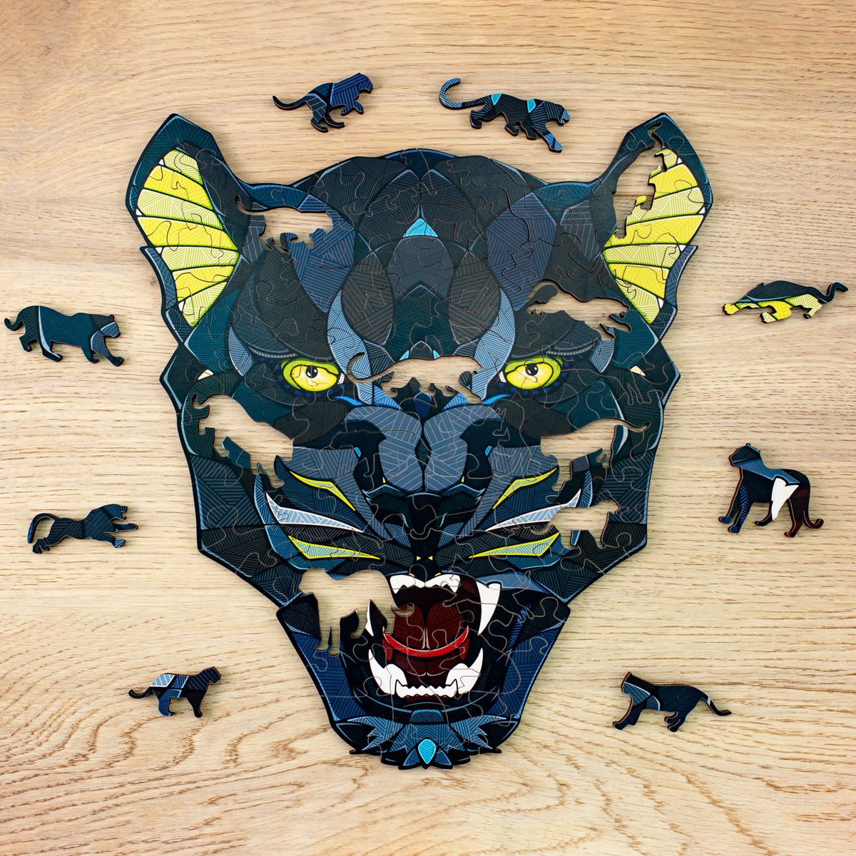 Houten legpuzzel panter L, 490 stukjes, 41.8 x 37.5 cm
