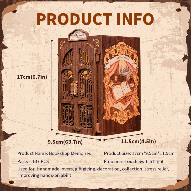 DIY book nook Bookshop Memories, 17 cm
