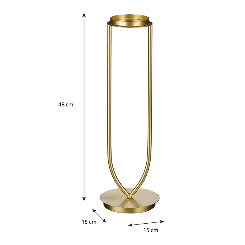 Aletta kaarsenhouder, ijzer, goud, 15 × 48 cm