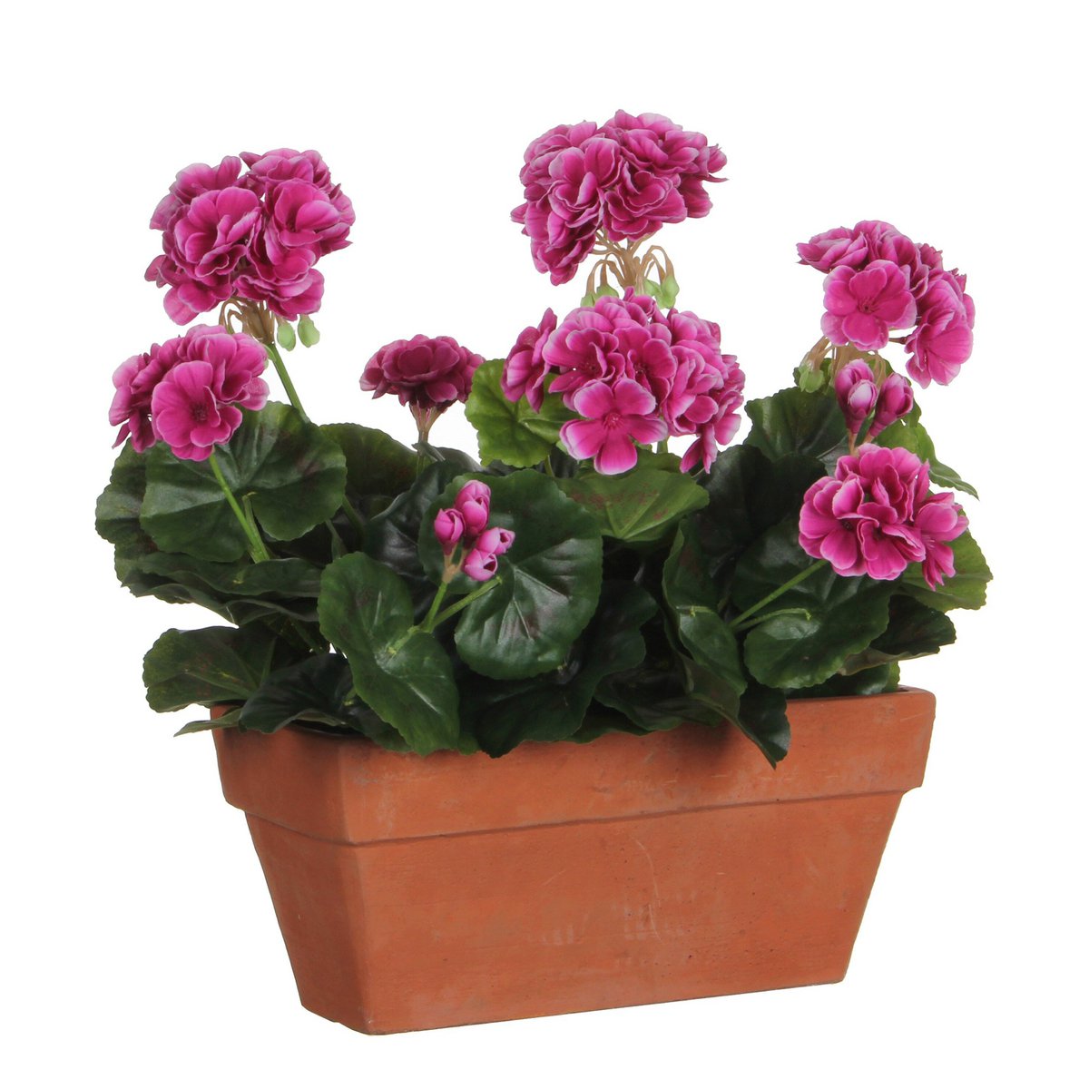 Geranium kunstplant met balkonbak, roze, 40 cm