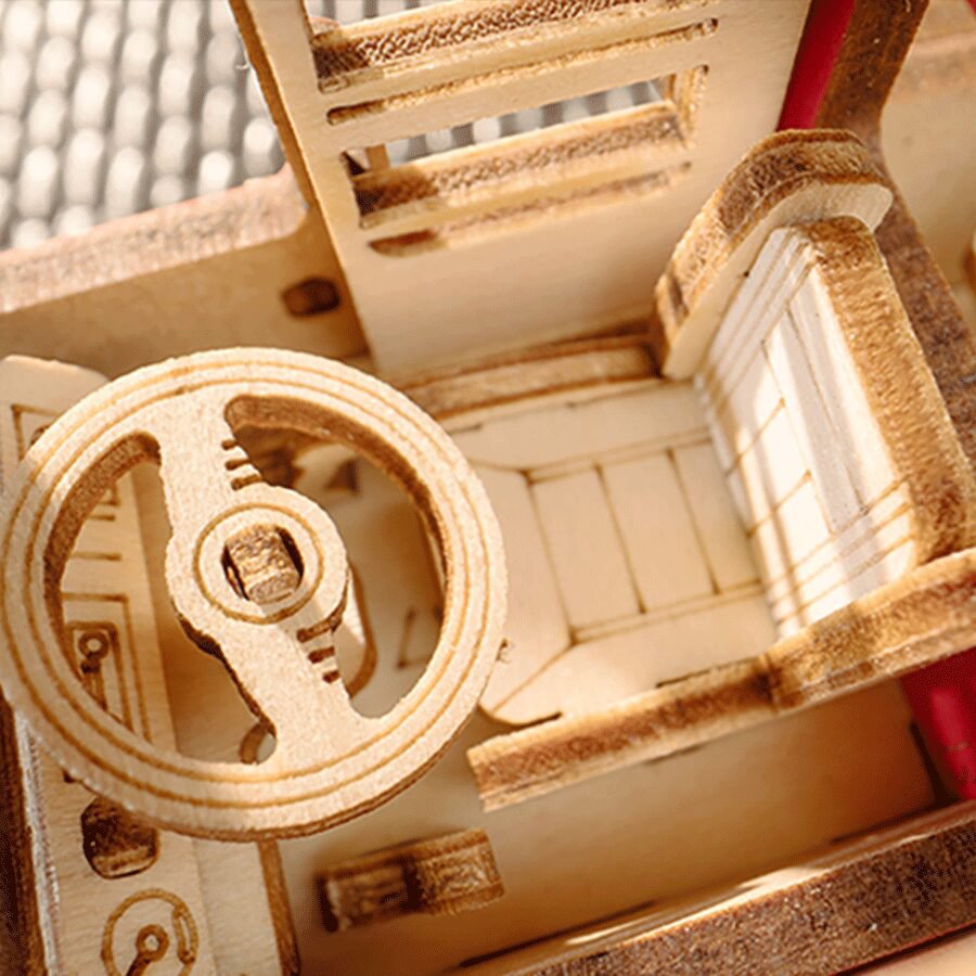 3D mechanische houten puzzel London tour bus 19,4 x 7,8 x 11,3 cm