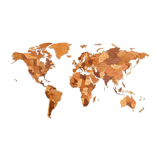 houten wandpuzzel wereldkaart choco world L 192 × 105 cm – 127 stukjes