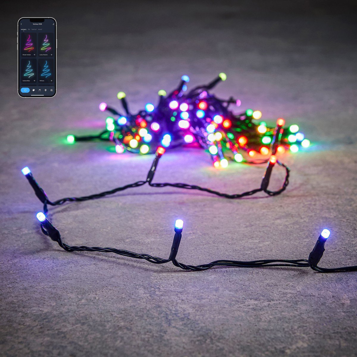 Smart kerstverlichting met app, 10 m, 100 RGB LED