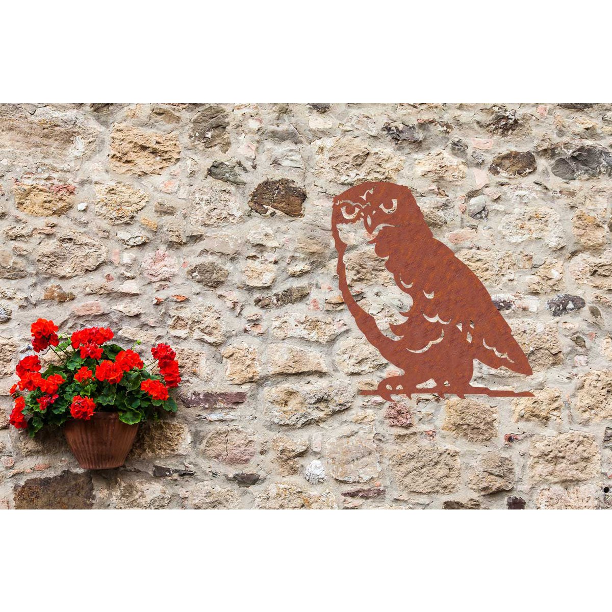 Wanddecoratie uil roestkleur metaal 50,9 cm